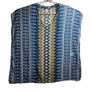 O'Neill Cover-Up Tunic Top Blue Patterned Geometric Sleeveless Beach Pool Size L